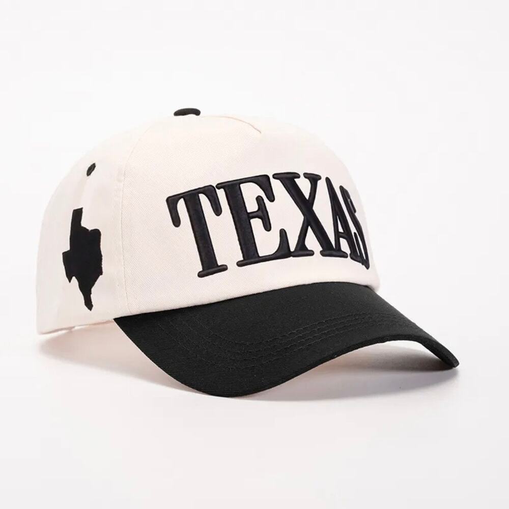 Texas Beige Black Baseball Hat Embroidered Adjustable Baseball Cap NWOT